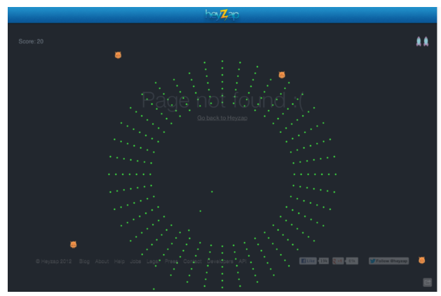 Heyzap –最佳互动404页面示例