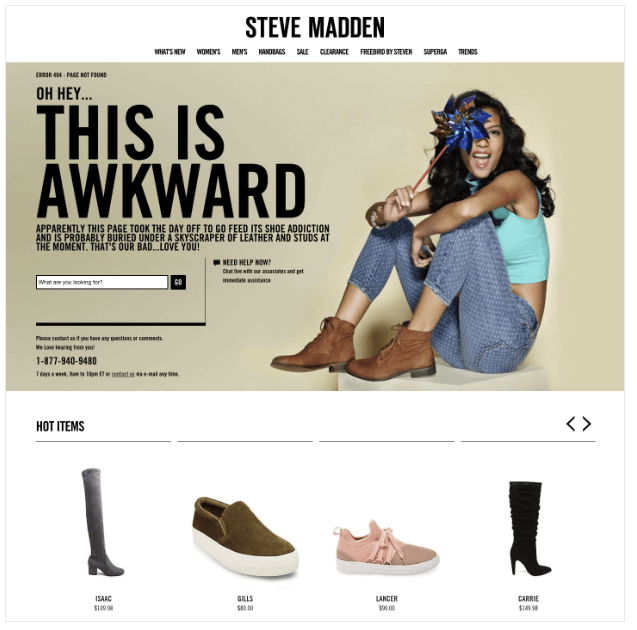 Steve Madden -含产品的404页面示例